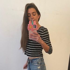Urban Outfitters black & white crop top w/ cutout